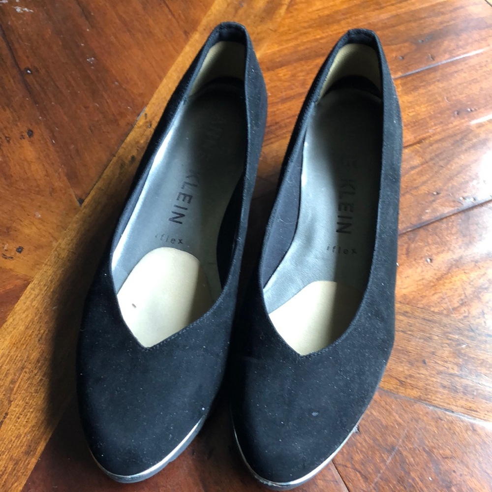 Anne Klein Black Flats Classic Suede Loafers